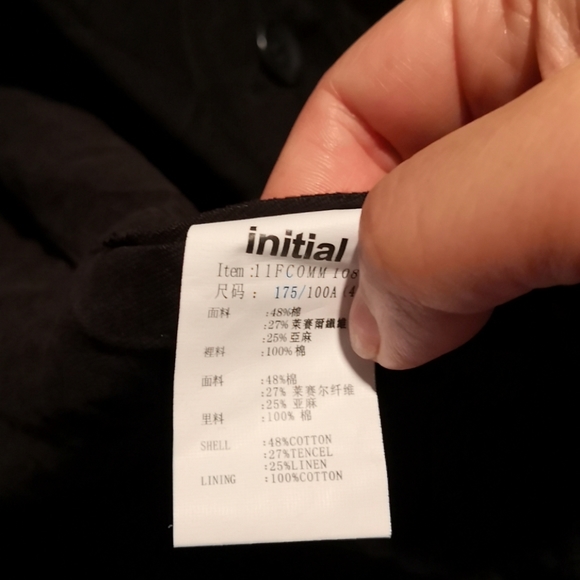 Men's black cotton trench style coat - Picture 4 of 7